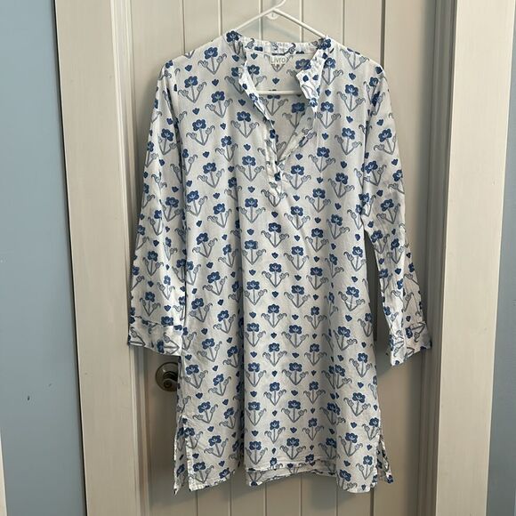 Livro Kurta Dress Cover Up Block Floral Print Cotton Size Medium - Picture 1 of 7